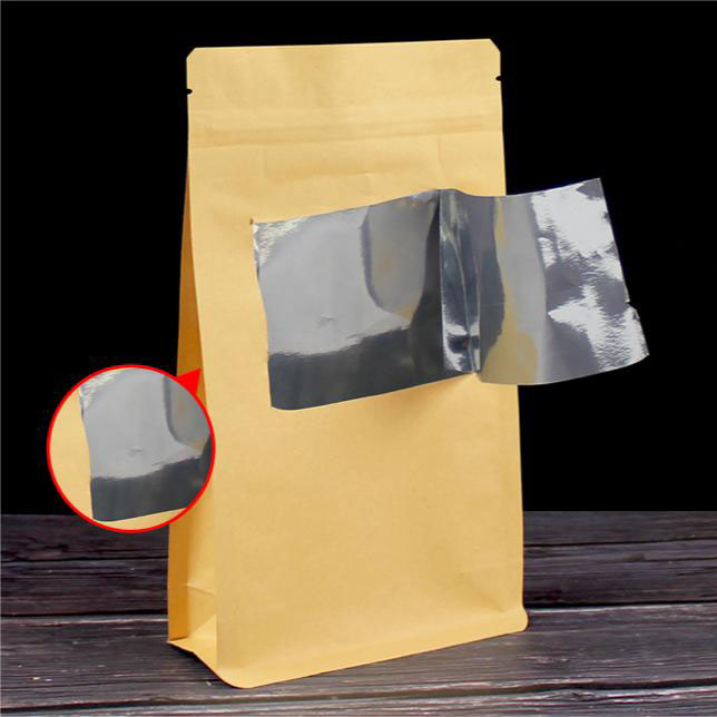 Factory custom Kraft Paper Stand Up Pouch With Zipper And Window