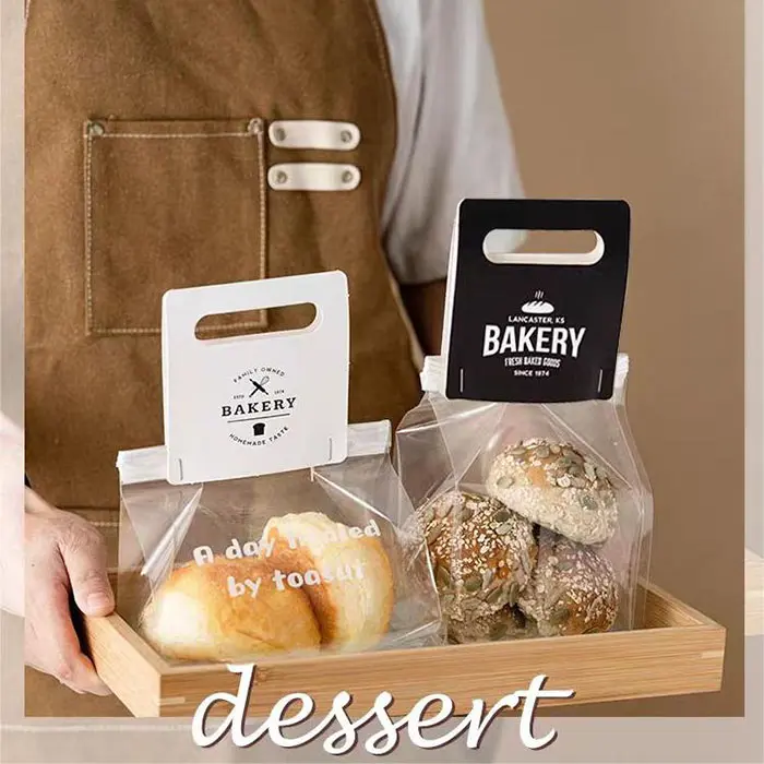 Kraft paper baking packaging bags bread packaging bags with clear window