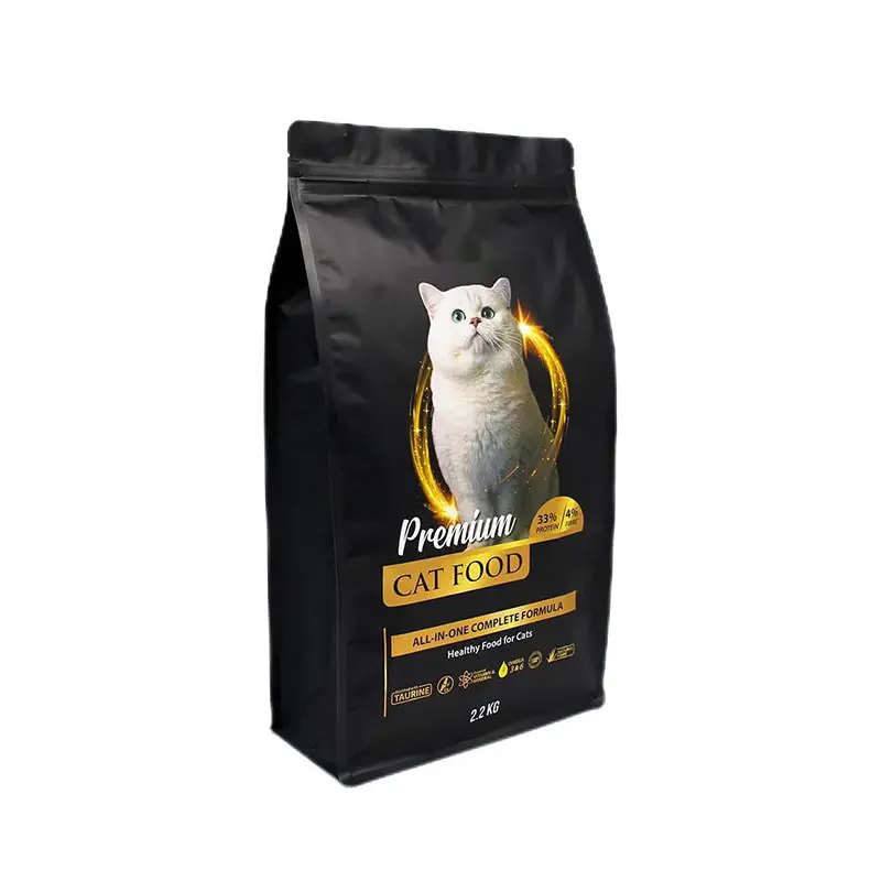 Flat bottom resealable pet dog food plastic flexible packaging bag