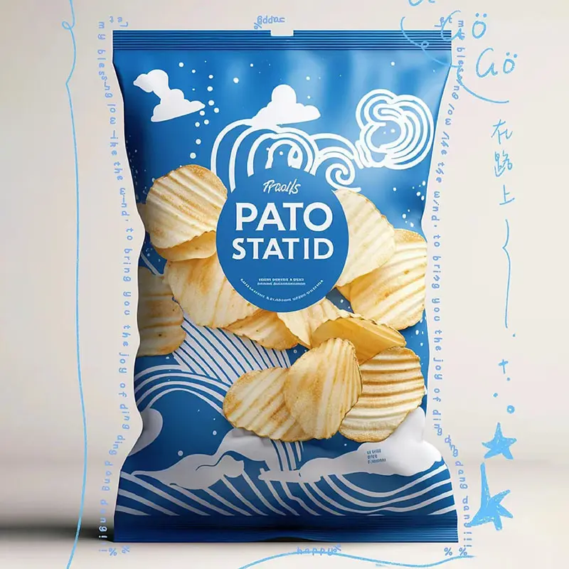 Custom Printed Inflatable Potato Chips Snack Food Packaging Plastic Bags