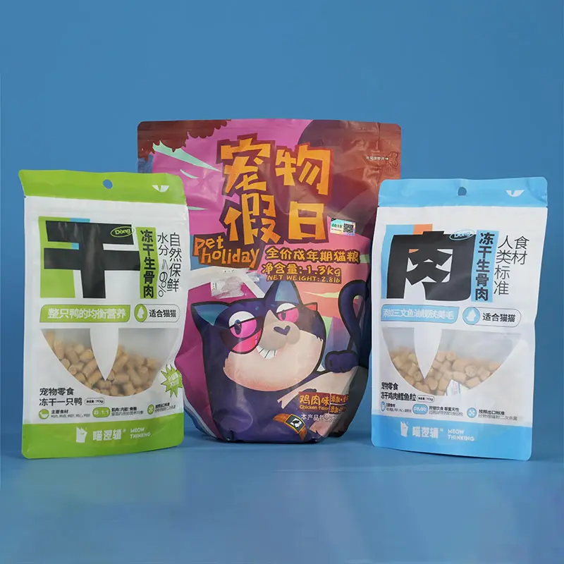 Customized Zipper Stand Up Pet Food Packaging Pouch Bag With clear Window